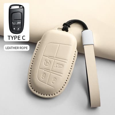 PU Leer Auto Afstandsbediening Sleutelhoes Beschermhoes Voor Jeep Chrysler 300 200 Cherokee Wrangler Compass Renegade Fiat 500X Accessoire