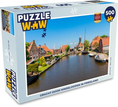 Puzzel Gracht door Hindeloopen in Friesland - Legpuzzel - Puzzel 500 stukjes