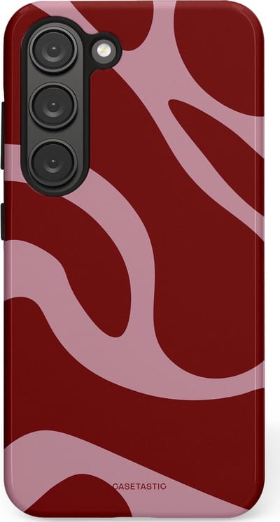 Casetastic hoesje geschikt voor Samsung Galaxy S23 - Dubbellaagse bescherming - Roze Rode Framboos Blobs - Fashion Case - Bordeaux Lila