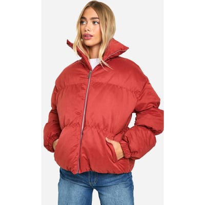 boohoo Dames Peached gevoerde pufferjas | Rust | Maat: 14
