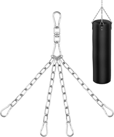 Thijox - 4-strengs Bokszak Ophangketting RVS, 50cm, 360 Graden Draaibaar, Maximaal Draagvermogen 70 kg, Robuuste Kettingen voor Bokszakken, Ideaal voo