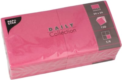 150 Servetten DAILY Collection 1/4 vouw 24 cm x 24 cm fuchsia