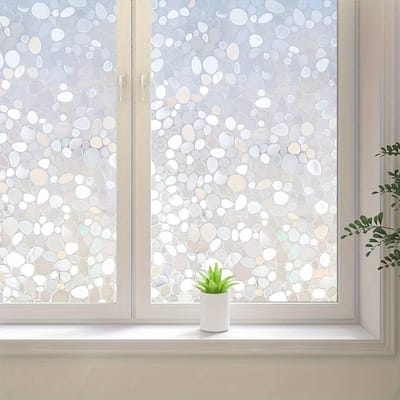 1 rouleau de film pour vitres motif galets autocollant pour fenêtre, adapté pour la chambre à coucher porte et fenêtre film pour vitres, film de confidentialité pour vitres film pour vitres 5m