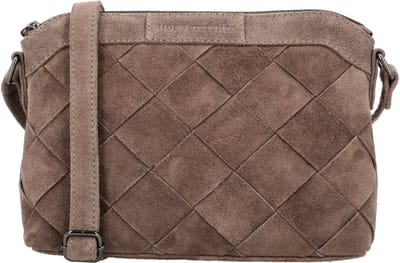 Hide & Stitches Acadia Crossbodytas - Suède - Gevlochten - Schoudertas - Verstelbaar - Dames Tas - Leren Dames Tas - Donkertaupe