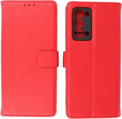 Oppo Reno 6 Pro Plus 5G Hoesje - Book Case Telefoonhoesje - Kaarthouder Portemonnee Hoesje - Wallet Case - Rood