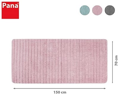Pluizige Badmat - Douchemat van Zachte Microvezels - Antislip en Wasbaar - Fijn Streepdesign 70 x 150 cm - Kleur: Roze