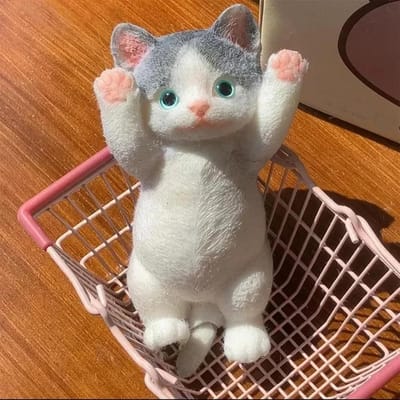 Stressverlichtend Kneedspeelgoed Schattig Kattenpatroon Angstverminderend Squishy Kat Poppetje Zacht Draagbaar grijs