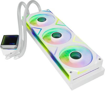 XPG LEVANTE II 360, White, Infinite Mirror design, Speed: 800-2000 RPM, Noise: 29.33 dBA, Airflow: 58.91 CFM, TDP 300W at 84?& 340W at 95?, Hydraulic Bearing, Socket: Intel (LGA 1851/1700/1200/115x), AMD (AM5/AM4)