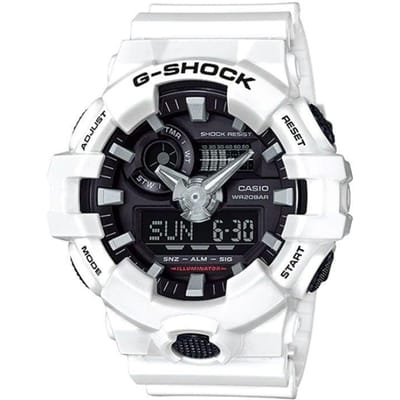 Casio 200M Waterdicht Kwarts Uurwerk Hars Band Horloge Unisex Horloges Grijs GA-700-7ARP Random Watch Box,Gray Dial black