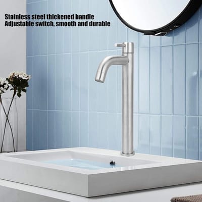 Content in HTML - 1/2 Inch Wire Stainless Steel Single Cold Sink Faucet - Bathroom Sink Faucet with Single Cold Water - 304 Stainless Steel Brushed Faucet - High Style for Bathroom Kitchen .