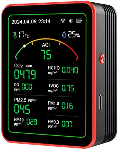 longziming -Air Quality Monitor - Luchtkwaliteitsmonitor - CO2 meter - 1 Stuk - Thuis - voor thuis, kantoor, school, hotel en auto - Zwart