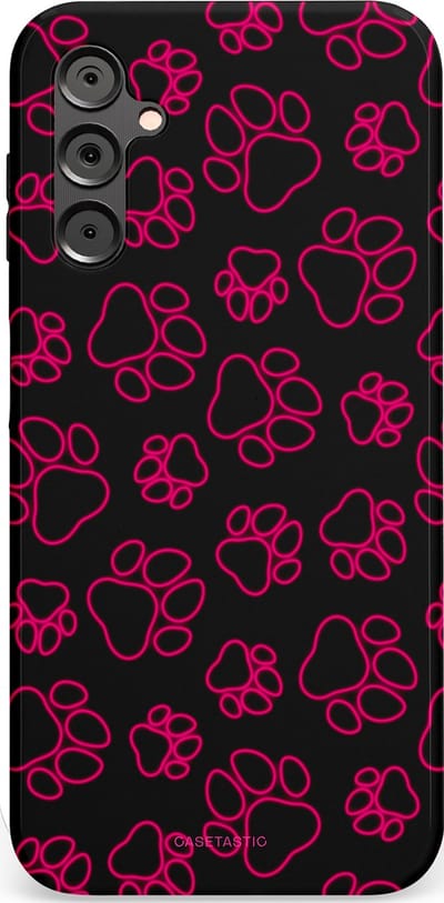 Casetastic Hoesje Geschikt voor Samsung A14 (5G/4G) - Stijlvolle Beschermende Duo-layer Case - Neon pootjes