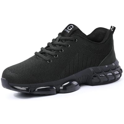 Veiligheidsschoenen met luchtkussen Heren Voor Werk Sneakers Dames Ademend Stalen Neus Werkschoenen Laarzen Heren Anti-Smash Veiligheidslaarzen Licht 46 black