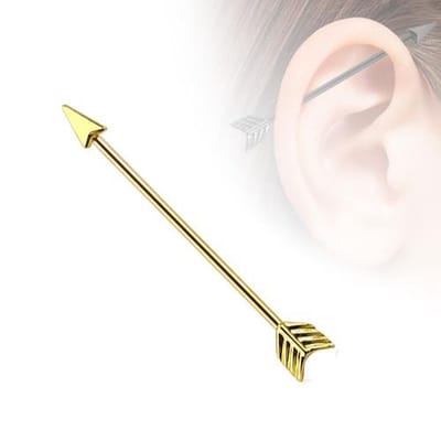 Industrial piercing pijl - goud - LMPiercings