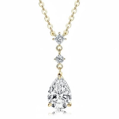 Titanix Ketting Dames – 2 Karaat Moissanite met GRA-Certificaat (Diamant Alternatief) - 925 Sterling Zilver, 18k Goudverguld –Luxe grote peervorm steen