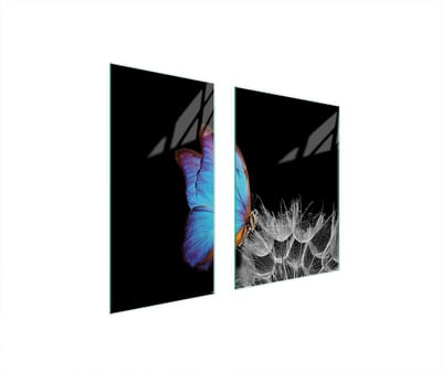 TMK ArtDeko Serie - Glazen Beschermplaat - 75x52 cm - Motief Motyl - Veelkleurig