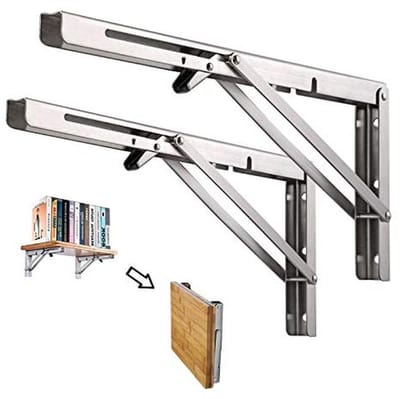 Opvouwbare Wandplankbeugel 300 mm - Zware Roestvrijstalen Klapbeugels met Max. Belastbaarheid 113 kg (2 Stuks)
