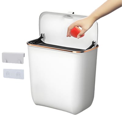 Keuken Afvalbak - Compostbak Vuilnisbak - Afval Verzamelen - Wandmontage Mogelijk - 7 Liter Inhoud - Wit Groen