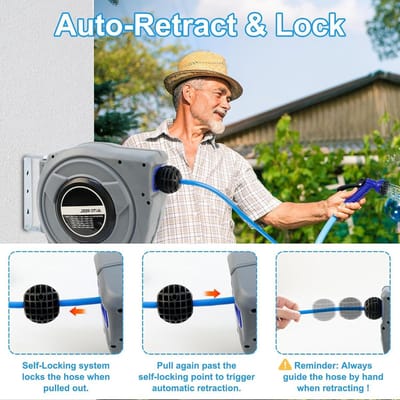 Automatische tuinslanghaspel voor wandmontage, 20 meter rekbare waterslang met slangsproeier