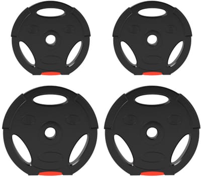 4-delige Set Hantelgewichten - 2 x 5 kg / 10 kg - Hantelschijvenset voor 2,5 cm Hantelstang - Ø 30 mm Opening - Zwart