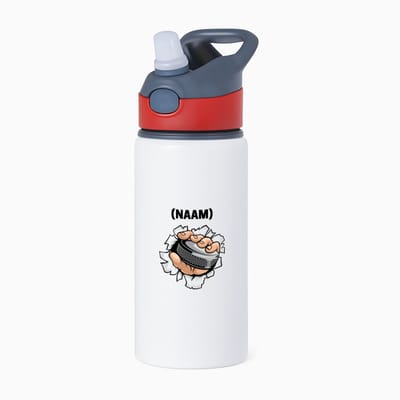 Hacebo® - ijshockey met eigen naam waterfles met rietje rood - Sport - ijshockeyer - Sport - water fles - 650ML
