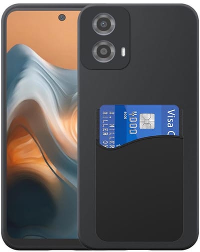 Geschikt voor Motorola Moto G34 / G45 Telefoonhoesje met Siliconen Pasjeshouder - Flexible Back Cover Case Siliconen TPU with Silicone Cardslot - Zwart - Smartphonica geschikt voor Motorola Moto G34;Motorola Moto G45
