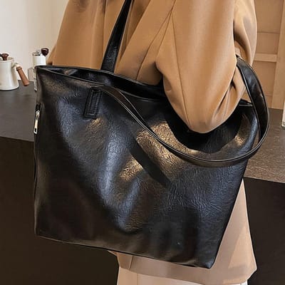 Sac à Bandoulière Décontracté pour Femmes Nouveau Sac Original en Cuir Souple pour le Trajet pour les Cours Grande Capacité Sac Simple de Voyage brown