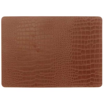 Unique Living placemats Croco lederlook - 1x - 43 x 30 cm - bruin - pvc - tafel onderleggers