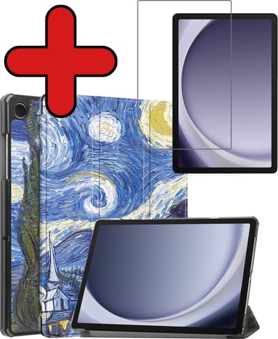 Hoesje - Geschikt voor Samsung Galaxy Tab A11 / A9 - Met Screenprotector - Hardcover Book Case - Trifold Bookcase Hoes - Hard Cover - Tablethoes - Sterrenhemel