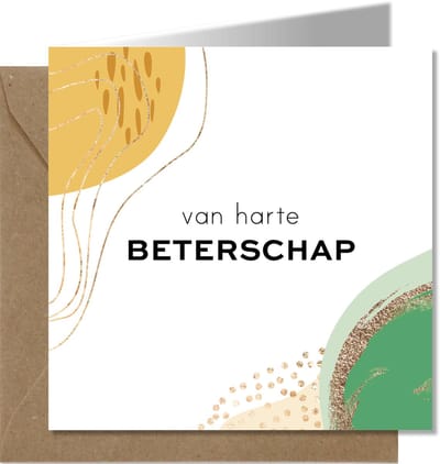 Tallies Cards - greeting - ansichtkaarten - van hart Beterschap - Abstract  - Set van 4 wenskaarten - Inclusief kraft envelop -  - 100% Duurzaam