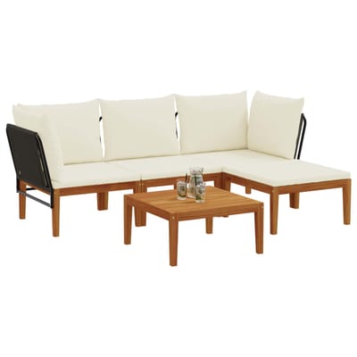 vidaXL - 5 - st - Massief - acaciahout - & - touw - Naturel
