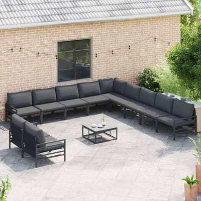 vidaXL - Tuinbank - Set - 11 - st - Zwart - Staal