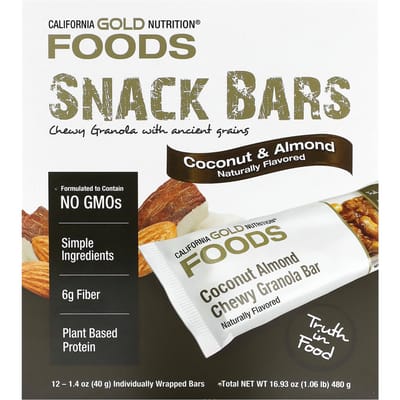 California Gold Nutrition, Alimentation, Barres Granola Moelleuses Coco Amande, 12 Barres, 1,4 oz (40g) Chaque