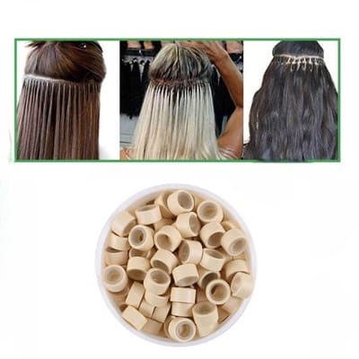 100 Stuks Microringen met siliconen - Haar extensions - Mee te bevestigen - Blond - LOUZIR