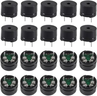 Passieve Zoemer - Geluidsalarm Pieper - Elektronica Projecten - Compact Ontwerp - 12x8.5mm 20 Stuks - Zwart