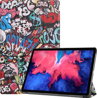 Hoes - Geschikt voor Lenovo Tab P11 Plus - Dun & Stevig - Trifold Bookcase - Hard Cover - Hardcover Book Case - Tablet Hoesje - Graffity