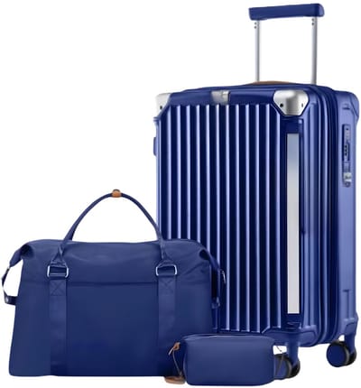 Reiskofferset – Voor reizigers – Uitbreidbaar, lichtgewicht en duurzaam – Blauw, met TSA-slot, spinnerwielen en bekerhouder (50,8 cm)