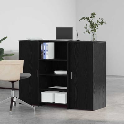 vidaXL - Receptiebalie - 135x50x103,5 - cm - bewerkt - hout - zwart - eikenkleur