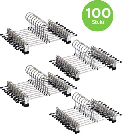 Life’s Green Broekhangers - 100 stuks - Broekhanger met klemmen - Kledinghanger - Antislip