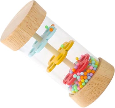 Houten Regenmaker - Muziek Speelgoed - Baby Ontwikkeling - Natuurlijk Hout - 11 cm Hoog - Natuurlijk