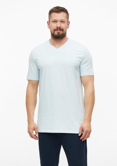 Zachte V-hals T-shirt van katoen jersey met zacht logo detail s.Oliver