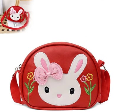 longziming -PU Leder Konijntjes Handtasje voor Meisjes - 17x15x5cm - Verstelbare Schouderriem - Kindertotaal voor Feestjes & Verjaardagen - rood