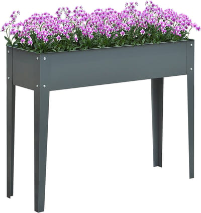 Outsunny verhoogde plantenbak - 3 drainagegaten - met metalen poten