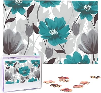 Houten Puzzel - Foto Puzzel - Ontspanning en Cadeau - Gepersonaliseerd Ontwerp - 1000 Stukjes - Groenblauw Grijs