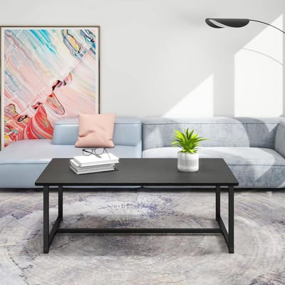 Vintage salontafel, 90 x 45 x 42 cm, bijzettafel, woonkamertafel met opbergruimte, bijzettafel, metalen frame met plank, eenvoudig te monteren, woonkamertafel, zwart