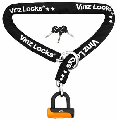 VINZ Tibba Fietsslot ART 2 Slot - 120 cm Lang - Kettingslot Goedgekeurd Elektrische Fiets, Fatbike & Bakfiets