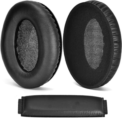 Vervangende Oorkussens en Hoofdband voor Sennheiser HD418, HD419, HD428, HD429, HD438, HD439, HD448, HD449 Hoofdtelefoons - Zwart, Echte Leer, Comfortabel en Duurzaam