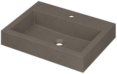 INK Momento Wastafel Quartz met 1 Kraangat - 600x450x90 mm - Quartz Beton