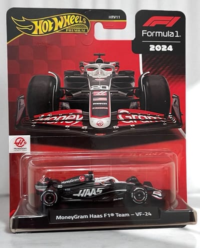 HOT WHEELS MONEYGRAM HAAS F1 TEAM KEVIN MAGNUSSEN 2024 VF 24 REAL RIDERS #20 1:64 HW FORMULA1 HRV11 METAL