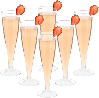 Herbruikbare Transparante Champagneglazen - 30 Stuks, Elegante Fluiten voor Bruiloften, Feestjes en Picknicks, Ideaal voor Tuinfeesten en Verjaardagen